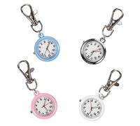 GALPADA 4pcs Luminous Nurse Pocket Watches Metal Keychain Numerals Glow-in-The-Dark Hands Precise Timing for School Hospital and Medical Staff