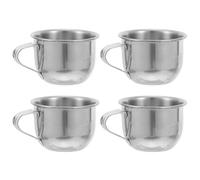 GALPADA 4pcs Mini Stainless Steel Coffee Cups 70ml Japanese Beverages Mugs with Handle Lightweight Dishwasher Safe Metal Cups for Outdoor Travel Camping Gatherings