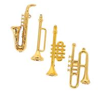 GALPADA 4Pcs Miniature Classical Musical Instrument Models for Dollhouse Decor Realistic Mini Saxophone Trumpet French Horn and Alto Horn Lightweight Miniature Instrument Collection for