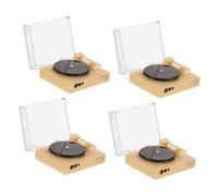 GALPADA 4pcs Miniature Dollhouse Record Player Model Diy Retro Living Bedroom Tiny Music Furniture Ornament
