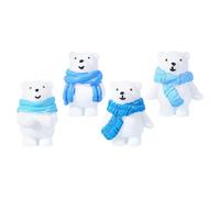 GALPADA 4Pcs Miniature Resin Polar Bear Figurines Tiny Animals Set for DIY Snow Scene Decoration, Miniature Animal Statues for Garden Landscape and Home Ornament