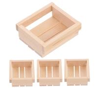 GALPADA 4Pcs Miniature Wooden Storage Crates Wooden Crates for Dollhouse Craft Organizing Home Decor Versatile Tiny Baskets with Hollow Design for Efficient Storage