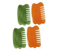 GALPADA 4Pcs Natural Resin Body Scraping Boards with Smooth Texture Scalp Massagers for Headache Relief and Improved Circulation Anti-Static Hair Combs in Green and Orange Practical