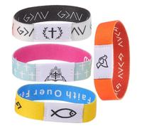 GALPADA 4pcs Nfc Scripture Bracelets for Men and Youth, Elastic Cloth Bible Wristbands with Secure Fit, Vibrant and Stylish Faith Tap Bracelets for Daily Devotional and Sunday Worship