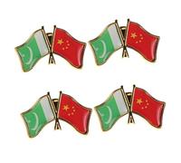 GALPADA 4pcs Pakistan China Friendship Metal Flag Pins Sturdy Lapel Brooches with Fine Detailing Moderate Patriotic Badge for Shirts Jackets Bags Cultural Symbolism Memorial Day