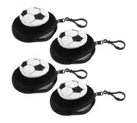 GALPADA 4pcs Plush Sports Coin Pouch Set with Buckle, Compact and Portable Round Earphone Storage Wallets, Cute Spherical Mini Change Purse the Go Travel
