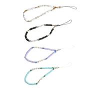 GALPADA 4pcs Polymer Clay Beaded Phone Chain Wrist Strap with Anti-lost Function for Phone and Camera, Lovely and Delicate Decorative Effects Suitable for Students and Daughters