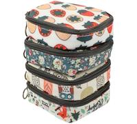GALPADA 4pcs Portable Cosmetic Bag Set with Zippered Cotton Cloth Coated Material, Compact Travel Storage Pouch for Menstrual Pads and Small Items, for School and Travel Use