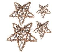 GALPADA 4pcs Rattan Star Hanging Decoration Set for Home and School, Skin-friendly Composite Material Five-pointed Stars for Wedding and Christmas Party Decor