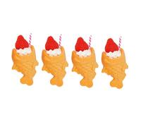 GALPADA 4pcs Realistic Taiyaki Snack Keychains Cute Japanese Food Pendant Bag Charm for Women Purse Decoration