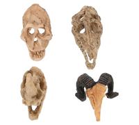 GALPADA 4pcs Reptile Tank Decorations Skull Aquarium Landscaping Props Skull Hides for Fish Turtle Gecko Habitat Including Primate Rhino Goat Crocodile Heads for Reptile Enclosure