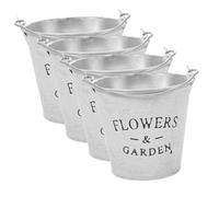GALPADA 4pcs Retro White Iron Flower Buckets Portable Succulent Planters for Garden Patio Home Office Decoration Classic Vintage Style Plant Pots