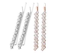 GALPADA 4pcs Rhinestone Hair Clip Metal Bobby Pins with Rose Gold and Silver Crystal Accents Decorative Hair Jewelry Accessories for Women Wedding Party Styling
