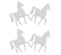 GALPADA 4pcs Silver Rhinestone Horse Sew on Applique Patches for Cotton Jackets with Easy Application, for Creative Clothing Repairs and Lunar New Year Festive Decorations