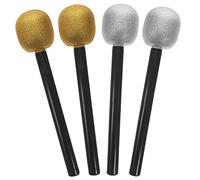 GALPADA 4pcs Simulated Microphone Toy Plastic Microphone Toys Portable Training Tool Full of Creativity High Similarity Silver Golden Black for Indoor Play