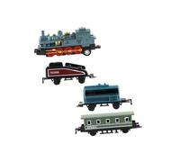 GALPADA 4Pcs Sky-blue Alloy Steam Train Set Pull Back Model Vehicles for Boys Educational Gifts Anti-wear Retro Train Cars Connectable Play