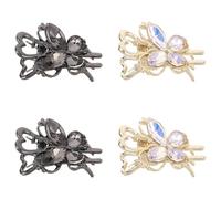 GALPADA 4Pcs Small Rhinestone Butterfly Claw Hair Clips for Women Metal Mini Butterfly Hair Claws Set with Sparkly Design for Back Hairstyles Vintage Style