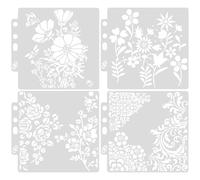 GALPADA 4pcs Small Wall Stencil Craft Stencils with Beautiful Patterns and Precise Uniform Designs White Pet Material Easy to Clean Mess-Free for Artistic Expression and Crafting