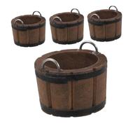 GALPADA 4pcs Small Wooden Basin in The Doll House Home Decor Tiny Wooden Barrel Mini Barrel Miniature Wood Bucket Tiny Bucket Miniature Natural Pail Coffee