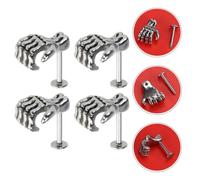 GALPADA 4pcs Stainless Steel Skull Claw Lip Ring Punk Style Body Jewelry No Fading and Safe for Skin, Unique Hand Bones Design Lip for Outdoor and Weddings
