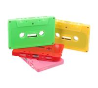 GALPADA 4pcs Vintage Blank Cassette Tapes Hard Case, DIY Empty Audio Tape Set for Retro Party Wall Decoration, Multi-Color (Red, Pink, Light Green, Yellow)