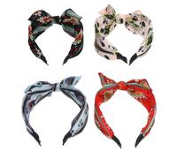 GALPADA 4pcs Vintage Cloth Headbands for Women Bowknot Hairbands Does Not Hurt Hair Brings Beautiful Hairstyle Wide Head Bands Suitable for Working the Beach