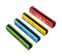 GALPADA 4pcs Wooden Cartoon Harmonicas for Beginners Creative Early Education Musical Instruments for Easy to Learn Portable Mouth Organs Blue Fish Red Panda Green Butterfly Yellow Calf