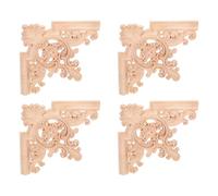 GALPADA 4pcs Wooden Carved Applique Onlays for Home Decor, Elegant French Style Ceiling Decorations, Beige Wood Material, Easy to Clean and Maintain, for Living Room Ceilings