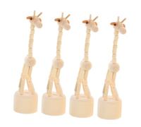 GALPADA 4pcs Wooden Giraffe Finger Puppets Interactive Travel for Miniature Animal Desk Decor Engaging Natural Wood Sculptures for Learning Play