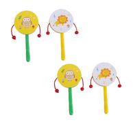 GALPADA 4pcs Wooden Monkey Drum Set Handheld Rattle Musical Instruments for Early Education Sensory Play with Gentle Sound for Family Gatherings and Preschool Activities