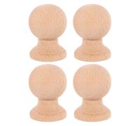 GALPADA 4pcs Wooden Post Finials for Indoor Stairs and Curtain Rods, Solid Wood Round Decorative Bed Post Caps with Quick Easy Setup, Vintage Classic Style for Living Rooms and Traditional