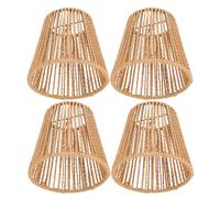 GALPADA 4Pcs Woven Paper Rope Lamp Shades for E27 E14 Bulbs, Bohemian Vintage Rattan Simulation Lampshades Striped Diagonal Weave, Suitable for Pendant, Floor, Table, and Wall Lamps