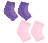 GALPADA 5 Pairs Gel Moisturizing Heel Socks Breathable Crack Fingerless Ankle Covers for Portable Foot Protection in Colors Black Purple Green