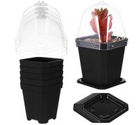GALPADA 5 Pcs Small Plastic Planter Pots with Humidity Domes for Indoor Use, Practical Seedling Pots for Developing Strong Roots in Home Gardening