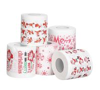 GALPADA 5 Rolls Christmas Toilet Paper Bulk Pack with Vibrant Holiday Patterns High Absorbency Pulp Fiber Tissue for Bathroom Kitchen Use Festive Colorful Printed Hand Towels for Xmas