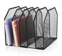 GALPADA 5-Section Vertical Desktop File Holder Mesh Organizer with Removable Compartments, Sleek Modern Metal Design for Space Saving and Versatile Usage in School and Workspace
