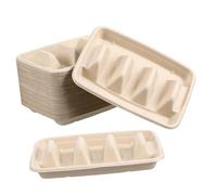 GALPADA 50pcs Disposable Divided Taco Plates Portable Party Tray with Raised Edges No Spill Design Sturdy Mexican Snack Holders for Outdoor Picnics and Taco Serving