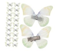 GALPADA 50pcs Double Layer Chiffon Butterfly Hair Clips with Strong Alligator Clamp Non-slip Hair Barrettes for Women Light Green Styling