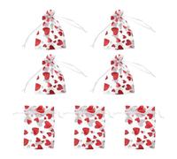 GALPADA 50pcs Heart-shaped Mesh Drawstring Pouches for Jewelry and Presents, Easy Storage Bags with Elegant Red and Gold Design, for Valentine's Day Giftwrapping and Special Occasions