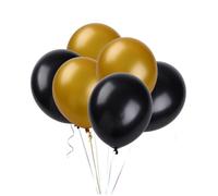 GALPADA 50pcs Matte Round Latex Balloons Gold and Black Wedding Birthday Party Decoration Supplies for Festive Anniversary and Bridal Shower