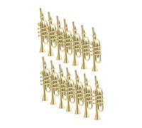 GALPADA 50pcs Mini Musical Instruments Golden Miniature Trumpet Bass Clarinet Flute Violin Models Plastic Craft Decorations for Christmas Tree DIY Educational Creative for Music Lovers