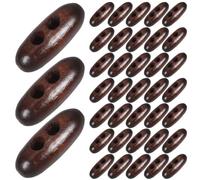 GALPADA 50pcs Wood Oval Toggle Buttons with Double Hole Design, Coffee Colour, Smooth Edges, for DIY Projects and Handmade Items, for Bags and Accessories Sewing