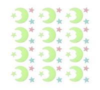 GALPADA 52Pcs Glow Dark Moon and Star Wall Stickers Vibrant Luminous Decals for Bedroom Nursery Dormitory PVC Self-Adhesive Decorations for Party Ambiance