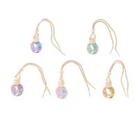 GALPADA 5pcs 10ml Car Hanging Perfume Bottles Pendant Set Empty Refillable Glass Bottles Polymer Clay Caps for Car Interior Hanging Decor, Suitable for Office and Bathroom Random Color