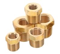 GALPADA 5PCS Brass Reducer Coupling Npt Pipe Fittings Leak-Resistant Threaded Hex Bushings - - - - - Temperature Resistant Connectors for Water Oil Gas