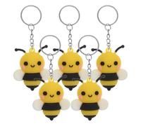 GALPADA 5Pcs Cartoon Bee Keychain Set, Cute Bee Pendant Bag Hanging Keyring, Creative Car Key Pendant and Purse Decor for Party and Rewards