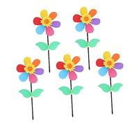 GALPADA 5Pcs Colorful Sunflower Pinwheel Outdoor Windmill Garden Ornaments for Childrens Playtime and Decorative Lawn Display