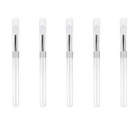 GALPADA 5pcs Cosmetics Brush Set Eyeshadow Applicator Makeup Brush with Lid Ultra-soft Silicone Head Comfortable Grip White Plastic Design for Storing in Your Cosmetic Bag Or Carrying