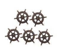 GALPADA 5pcs Creative Single Hole Steering Wheel Cabinet Knobs Vintage Bronze Door Handles for Kitchen Closet Easy Installation Replacement Pulls