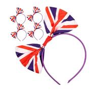 GALPADA 5pcs Flag Bowknot Headbands for Football Fans High-stretch Festival Hairbands Classic Union Jack Masquerade Headdress Party Accessories
